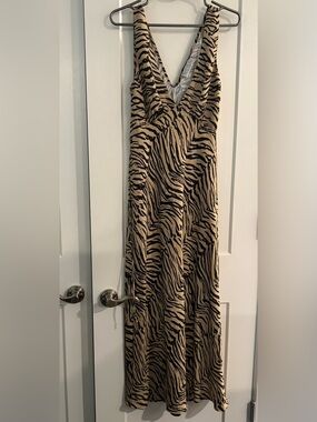 RESA Beige and Black Zebra-Print Maxi dress